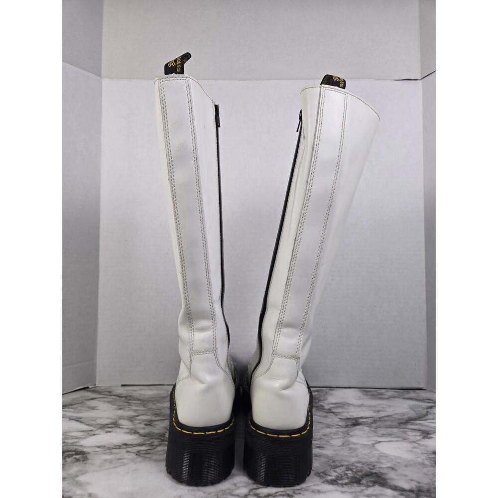Dr Martens Britain - White 20 Hole Knee High Platform Boots - Womens 8 - Picture 10 of 16